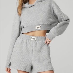 Alo Yoga quilted cropped arena hoodie
